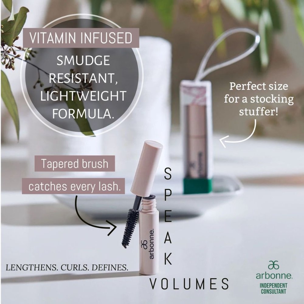 NIB Arbonne Holiday Speak Volumes MINI  Mascara Ornament